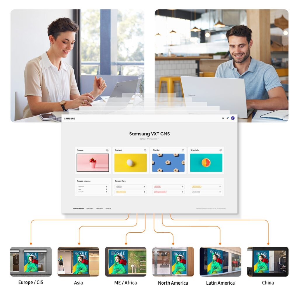 Plateforme Samsung VXT CMS Solution pour l'affichage dynamique professionnel